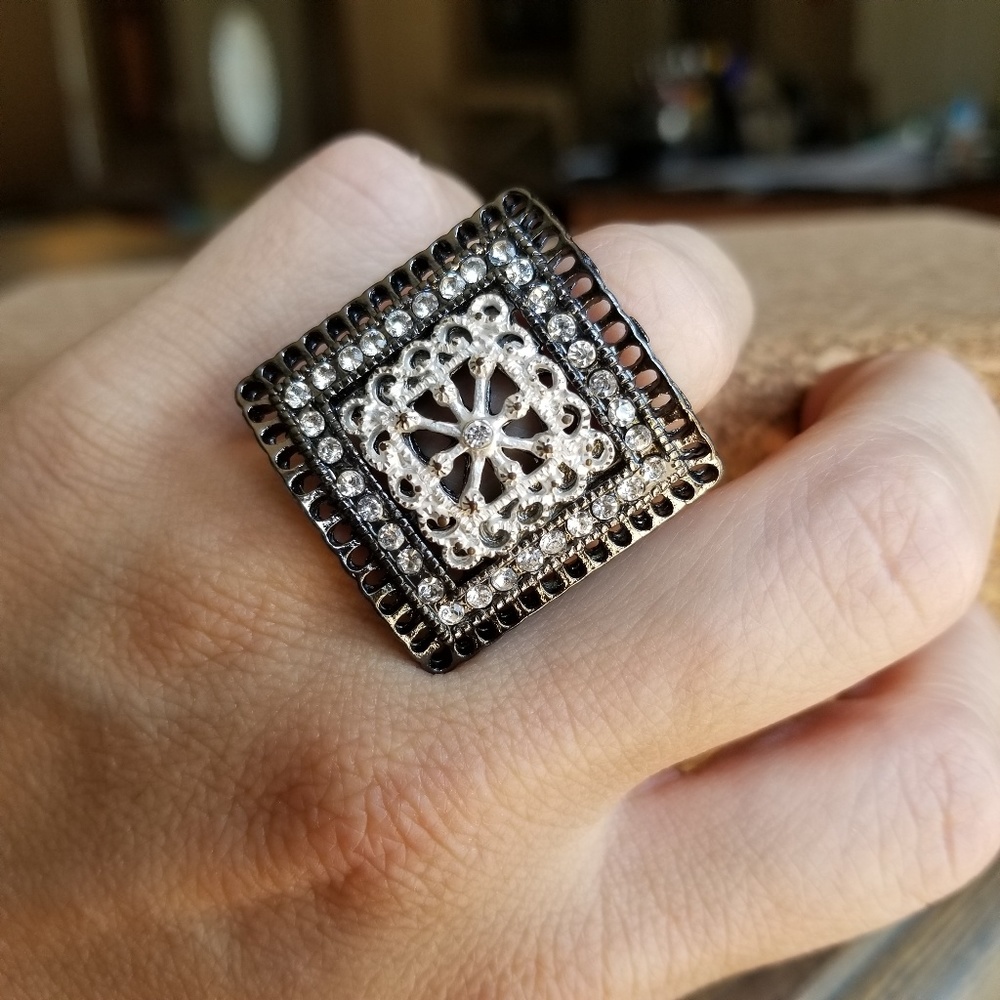 Fashion Square Rhinestone Ring